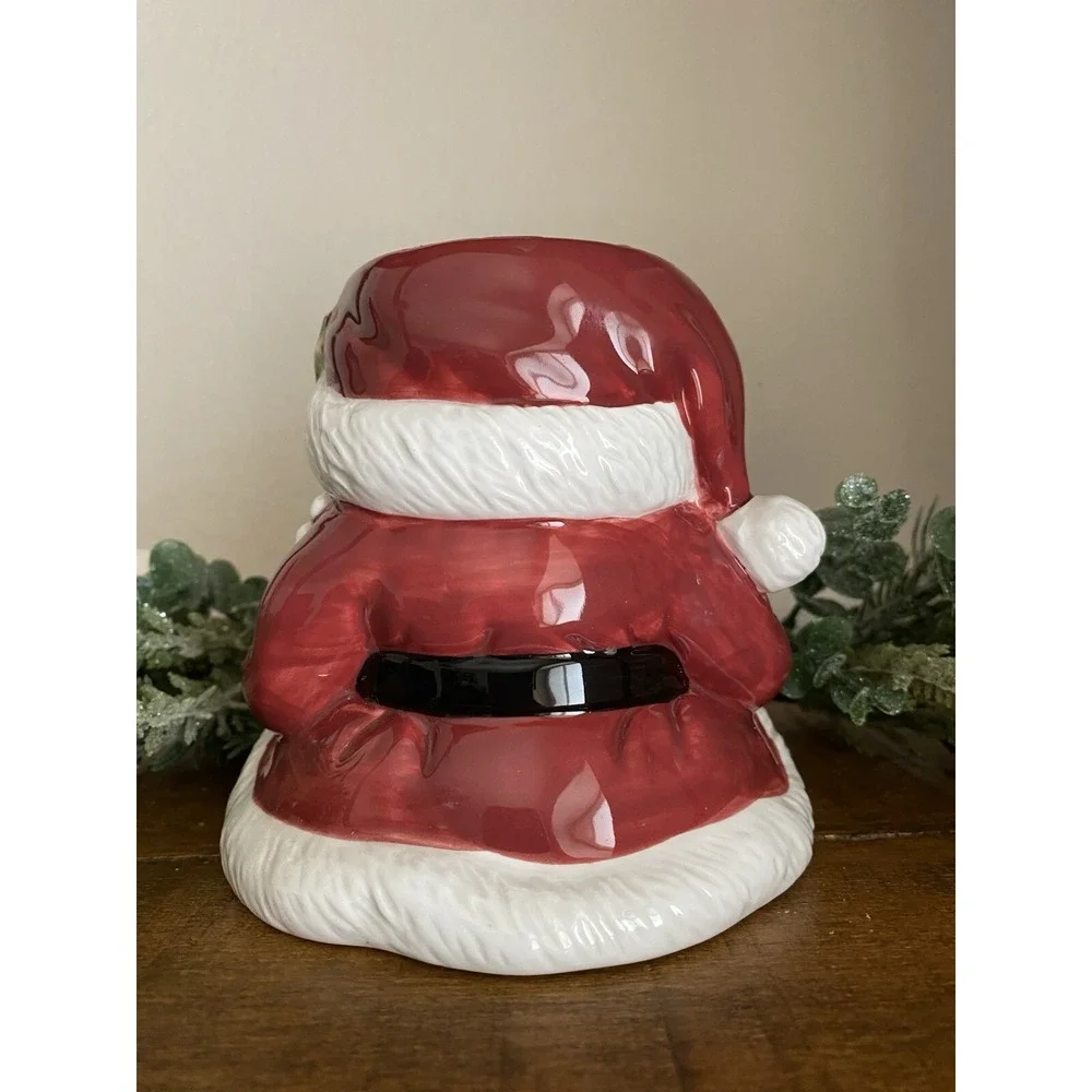2001‎ Fitz & Floyd Candy Lane Santa Candle Cup Christmas Holiday